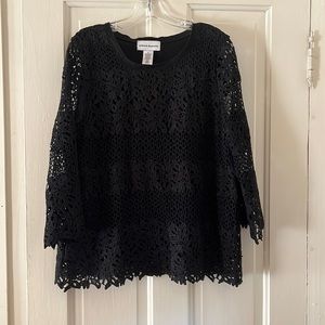 Three quarter sleeve Alfred Dunner Black Lace Blouse